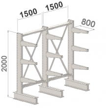 Ulokehylly 1-puolinen 3-pylväinen/9 uloketta 2000Hx3000Lx800S