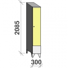 Vaatekaappi 1:llä ovella 2085x300x545 lyhytovinen, viistokatolla