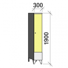 Pukukaappi 1:lla ovella 1900x300x545 lyhytovinen