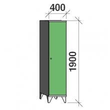 Locker 1x400, 1900x400x545, long door, sep. wall