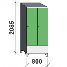 Vaatekaappi 2:lla ovella 2085x800x545 lyhytovinen,väliseinällä, viistokatolla