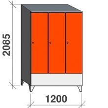 Vaatekaappi 3:lla ovella 2085x1200x545 lyhytovinen, viistokatolla