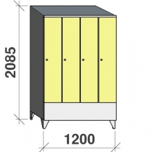 Vaatekaappi 4:lla ovella 2085x1200x545 lyhytovinen, viistokatolla