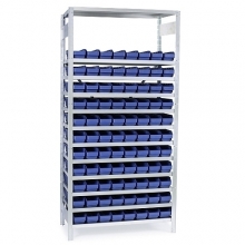 Small parts shelving 2100x1000x300, 88  bins 300x120x95