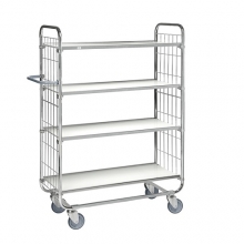 Flexibel shelf trolley 4 shelves 1195x470x1590mm, 250kg/2 wheels w.brakes