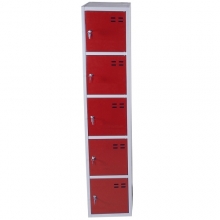 Storage locker, red/grey 5 compartments 1920x350x550