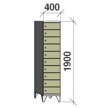 10-Tier locker, 10 doors, 1900x400x545 mm