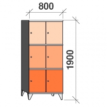 Lokerokaappi 6:lla ovella 1900x800x545