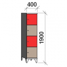 Lokerokaappi 4:lla ovella 1900x400x545