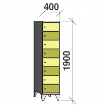 8-Tier locker, 8 doors, 1900x400x545 mm