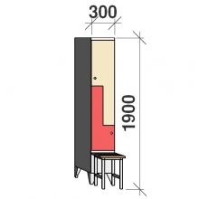 Z- Pukukaappi 2-ovella 1900x300x845 penkillä