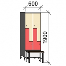 Z- Pukukaappi 4-ovella 1900x600x845 penkillä